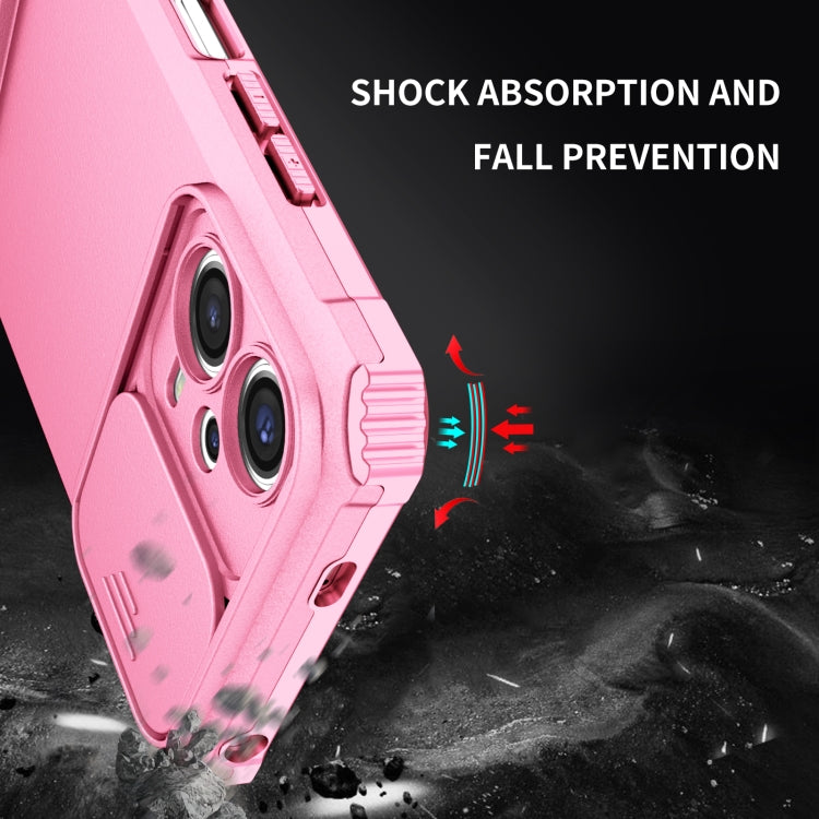 For Xiaomi Redmi Note 12 5G / Poco X5 Stereoscopic Holder Sliding Camshield Phone Case(Pink) by buy2fix