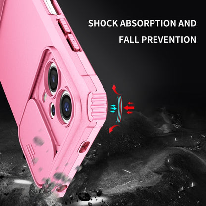 For Xiaomi Redmi Note 12 5G / Poco X5 Stereoscopic Holder Sliding Camshield Phone Case(Pink) by buy2fix