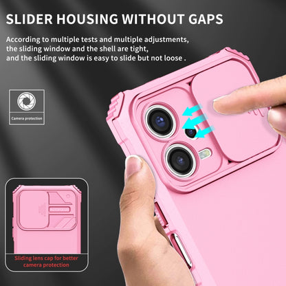For Xiaomi Redmi Note 12 5G / Poco X5 Stereoscopic Holder Sliding Camshield Phone Case(Pink) by buy2fix