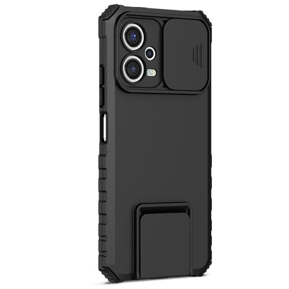 For Xiaomi Redmi Note 12 5G / Poco X5 Stereoscopic Holder Sliding Camshield Phone Case(Black) by buy2fix