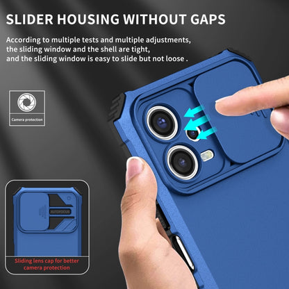 For Xiaomi Redmi Note 12 5G / Poco X5 Stereoscopic Holder Sliding Camshield Phone Case(Blue) by buy2fix