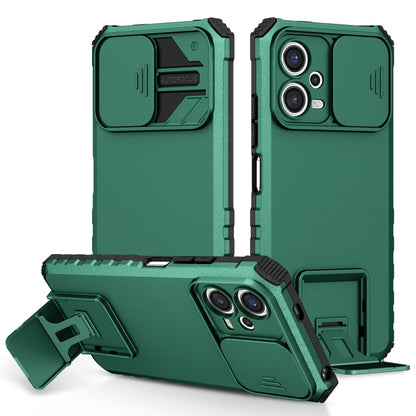 For Xiaomi Redmi Note 12 5G / Poco X5 Stereoscopic Holder Sliding Camshield Phone Case(Green) by buy2fix