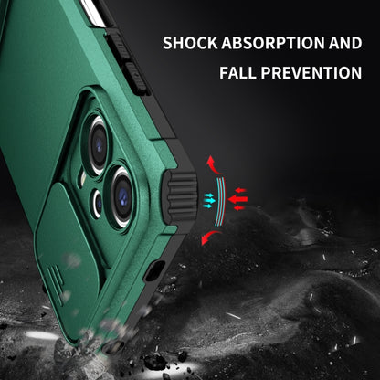 For Xiaomi Redmi Note 12 5G / Poco X5 Stereoscopic Holder Sliding Camshield Phone Case(Green) by buy2fix