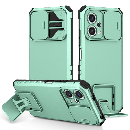For Xiaomi Redmi Note 12 5G / Poco X5 Stereoscopic Holder Sliding Camshield Phone Case(Light Blue) by buy2fix