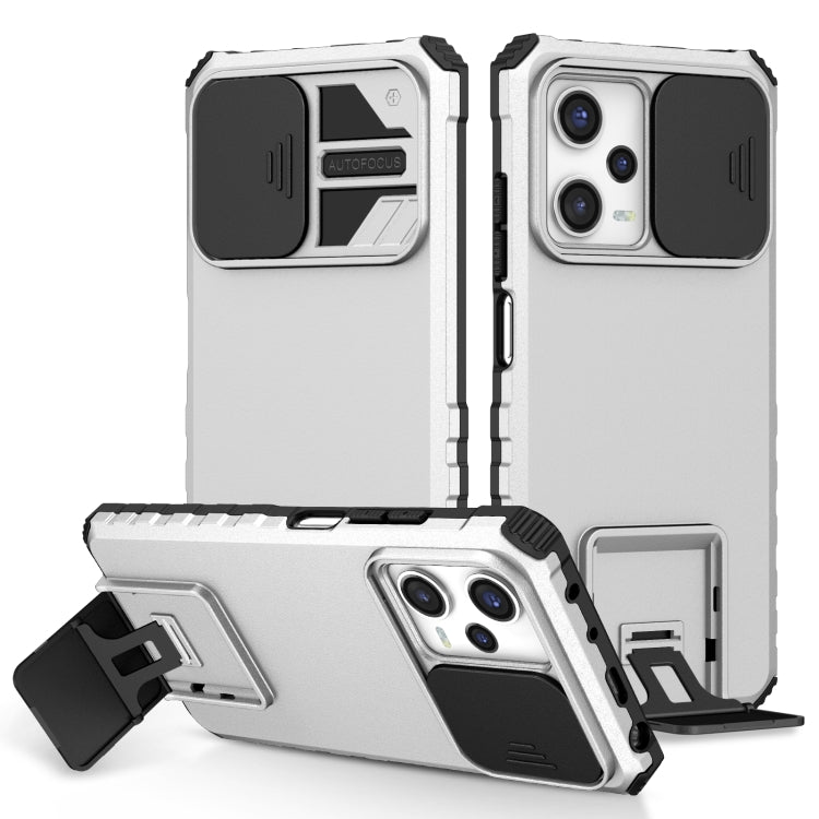 For Xiaomi Redmi Note 12 Pro 5G / Poco X5 Pro Stereoscopic Holder Sliding Camshield Phone Case(White) by buy2fix
