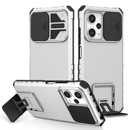 For Xiaomi Redmi Note 12 Pro 5G / Poco X5 Pro Stereoscopic Holder Sliding Camshield Phone Case(White) by buy2fix