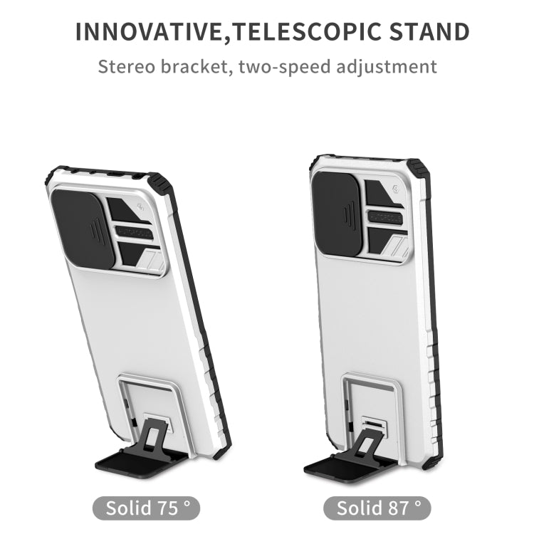 For Xiaomi Redmi Note 12 Pro 5G / Poco X5 Pro Stereoscopic Holder Sliding Camshield Phone Case(White) by buy2fix