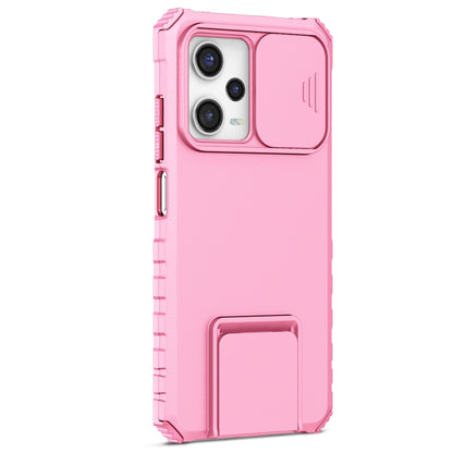 For Xiaomi Redmi Note 12 Pro 5G / Poco X5 Pro Stereoscopic Holder Sliding Camshield Phone Case(Pink) by buy2fix