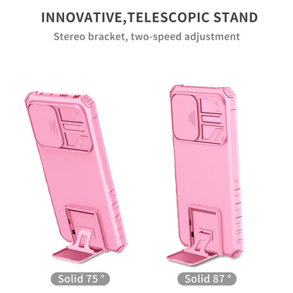 For Xiaomi Redmi Note 12 Pro 5G / Poco X5 Pro Stereoscopic Holder Sliding Camshield Phone Case(Pink) by buy2fix