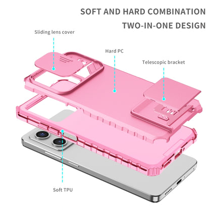 For Xiaomi Redmi Note 12 Pro 5G / Poco X5 Pro Stereoscopic Holder Sliding Camshield Phone Case(Pink) by buy2fix