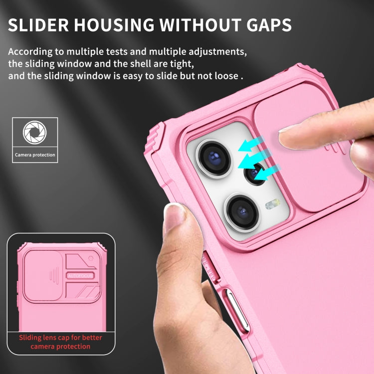For Xiaomi Redmi Note 12 Pro 5G / Poco X5 Pro Stereoscopic Holder Sliding Camshield Phone Case(Pink) by buy2fix