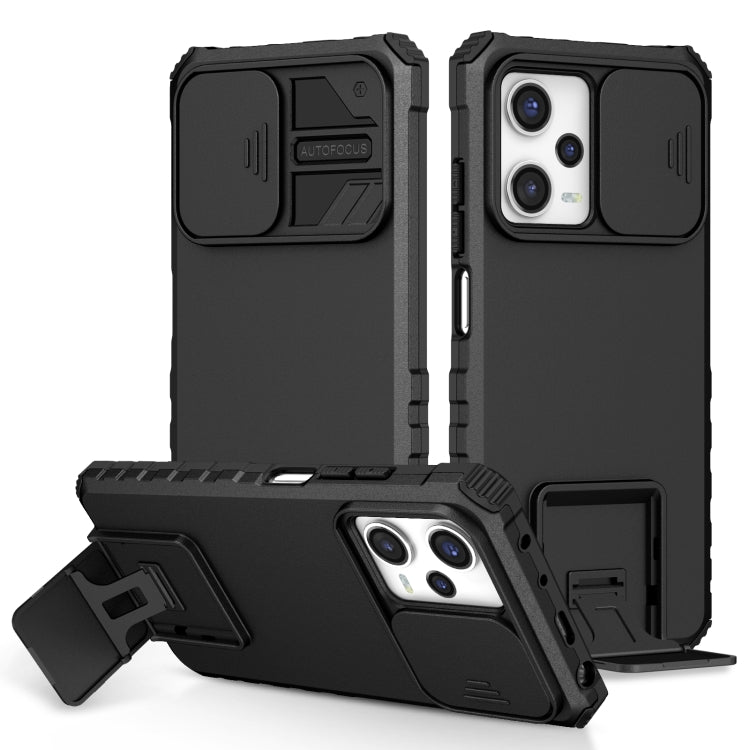 For Xiaomi Redmi Note 12 Pro 5G / Poco X5 Pro Stereoscopic Holder Sliding Camshield Phone Case(Black) by buy2fix