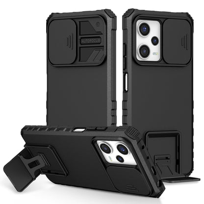 For Xiaomi Redmi Note 12 Pro 5G / Poco X5 Pro Stereoscopic Holder Sliding Camshield Phone Case(Black) by buy2fix