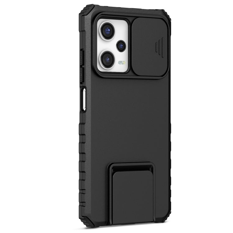 For Xiaomi Redmi Note 12 Pro 5G / Poco X5 Pro Stereoscopic Holder Sliding Camshield Phone Case(Black) by buy2fix