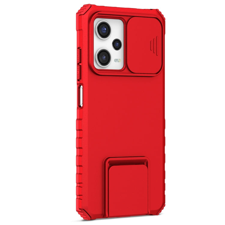 For Xiaomi Redmi Note 12 Pro 5G / Poco X5 Pro Stereoscopic Holder Sliding Camshield Phone Case(Red) by buy2fix
