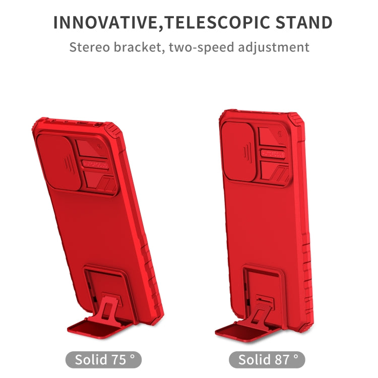 For Xiaomi Redmi Note 12 Pro 5G / Poco X5 Pro Stereoscopic Holder Sliding Camshield Phone Case(Red) by buy2fix