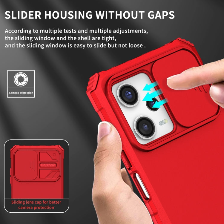 For Xiaomi Redmi Note 12 Pro 5G / Poco X5 Pro Stereoscopic Holder Sliding Camshield Phone Case(Red) by buy2fix