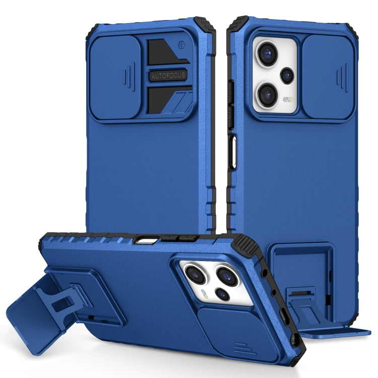 For Xiaomi Redmi Note 12 Pro 5G / Poco X5 Pro Stereoscopic Holder Sliding Camshield Phone Case(Blue) by buy2fix