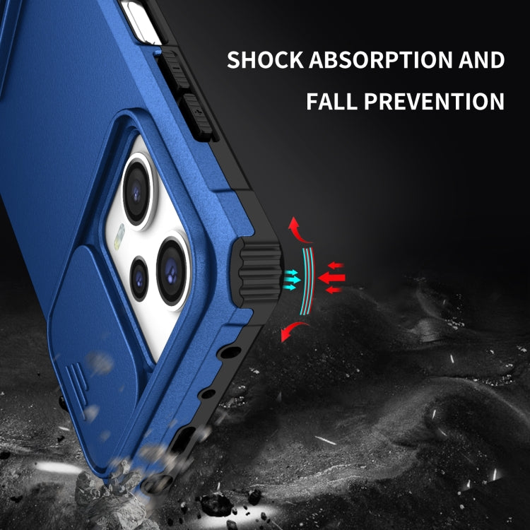 For Xiaomi Redmi Note 12 Pro 5G / Poco X5 Pro Stereoscopic Holder Sliding Camshield Phone Case(Blue) by buy2fix