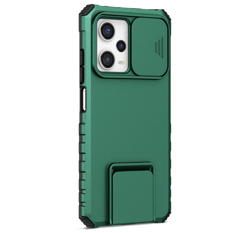 For Xiaomi Redmi Note 12 Pro 5G / Poco X5 Pro Stereoscopic Holder Sliding Camshield Phone Case(Green) by buy2fix