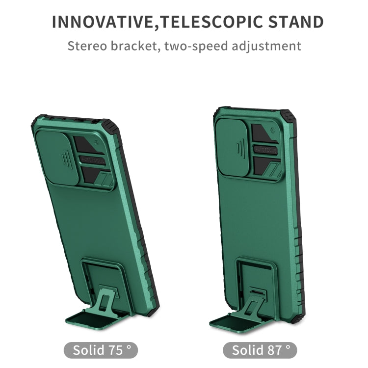 For Xiaomi Redmi Note 12 Pro 5G / Poco X5 Pro Stereoscopic Holder Sliding Camshield Phone Case(Green) by buy2fix