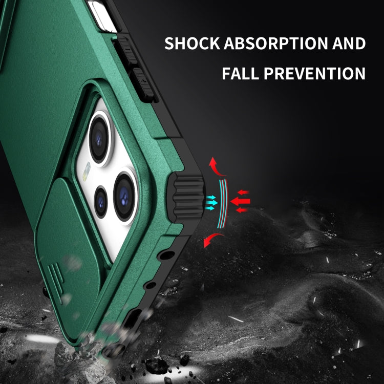 For Xiaomi Redmi Note 12 Pro 5G / Poco X5 Pro Stereoscopic Holder Sliding Camshield Phone Case(Green) by buy2fix