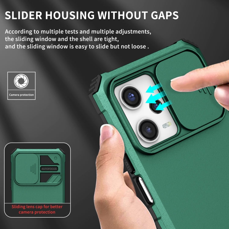 For Xiaomi Redmi Note 12 Pro 5G / Poco X5 Pro Stereoscopic Holder Sliding Camshield Phone Case(Green) by buy2fix