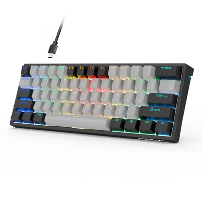AULA F3261 Type-C Wired Hot Swappable 61 Keys RGB Mechanical Keyboard(Black Grey Tea Shaft) by AULA