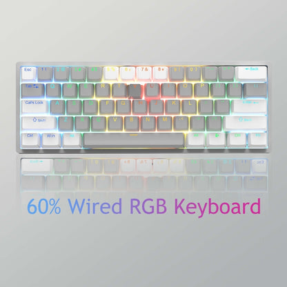 AULA F3261 Type-C Wired Hot Swappable 61 Keys RGB Mechanical Keyboard(Black Grey Tea Shaft) by AULA