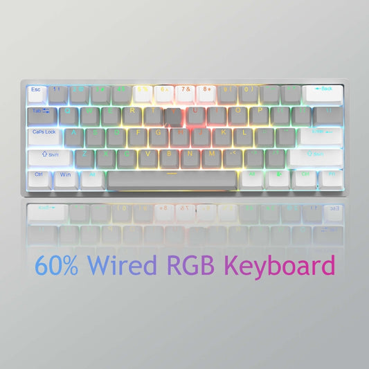 AULA F3261 Type-C Wired Hot Swappable 61 Keys RGB Mechanical Keyboard(Black Grey Tea Shaft) by AULA