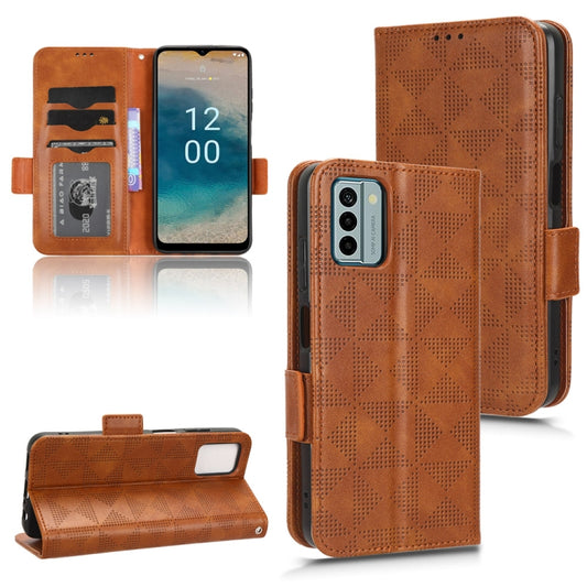 For Nokia G22 4G Symmetrical Triangle Leather Phone Case(Brown) - Nokia Cases by buy2fix | Online Shopping UK | buy2fix