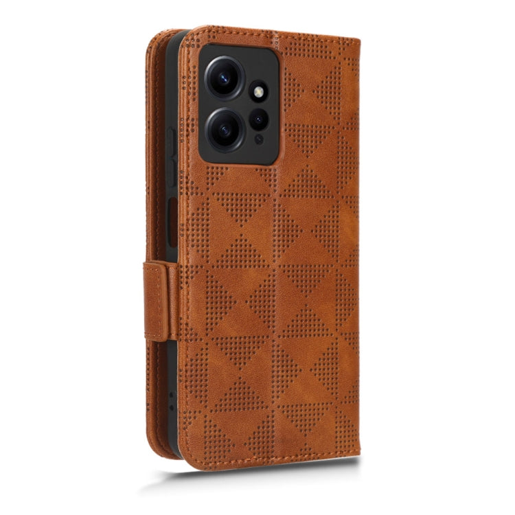 For Xiaomi Redmi Note 12 4G Global Symmetrical Triangle Leather Phone Case(Brown) by buy2fix
