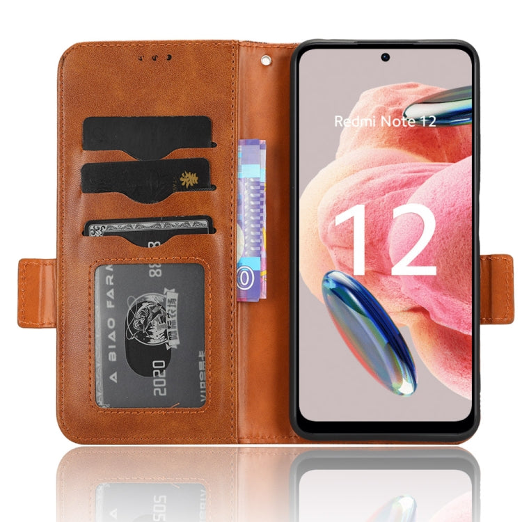 For Xiaomi Redmi Note 12 4G Global Symmetrical Triangle Leather Phone Case(Brown) by buy2fix