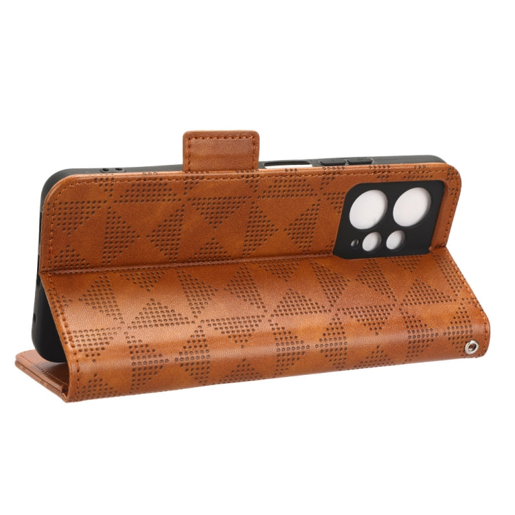 For Xiaomi Redmi Note 12 4G Global Symmetrical Triangle Leather Phone Case(Brown) by buy2fix