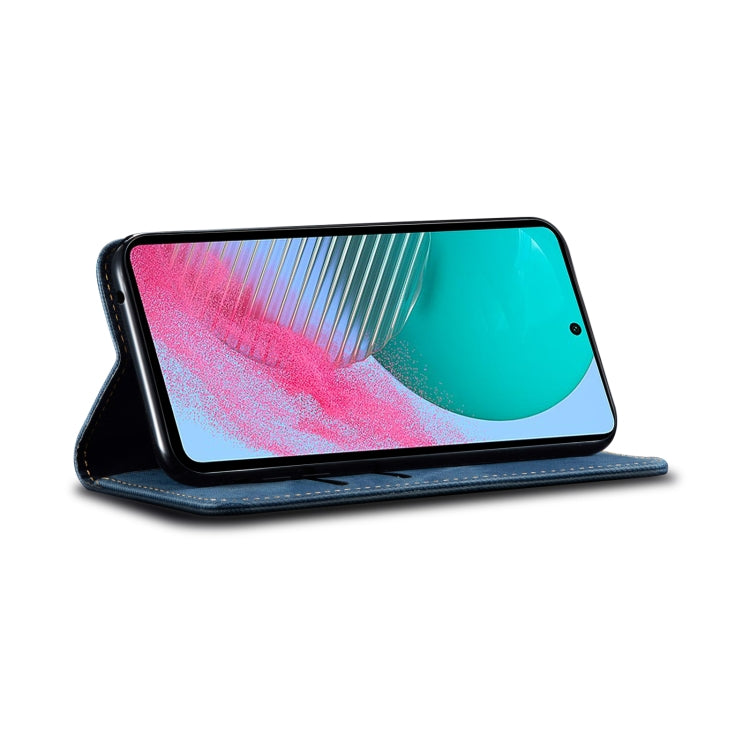 For Samsung Galaxy M54 Denim Texture Leather Phone Case(Blue) by buy2fix