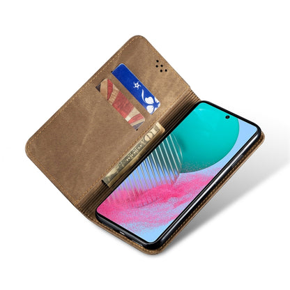 For Samsung Galaxy M54 Denim Texture Leather Phone Case(Khaki) by buy2fix