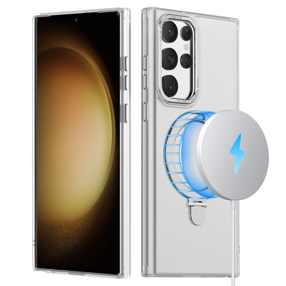 For Samsung Galaxy S22 Ultra 5G LK 3 in 1 MagSafe Magnetic Holder Phone Case(White) - Galaxy S22 Ultra 5G Cases by buy2fix | Online Shopping UK | buy2fix
