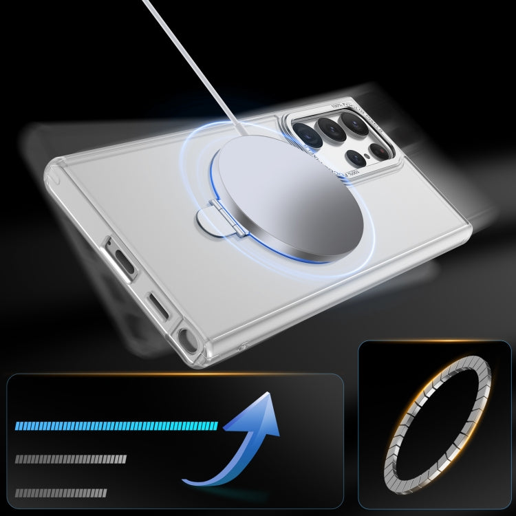 For Samsung Galaxy S22 Ultra 5G LK 3 in 1 MagSafe Magnetic Holder Phone Case(White) - Galaxy S22 Ultra 5G Cases by buy2fix | Online Shopping UK | buy2fix