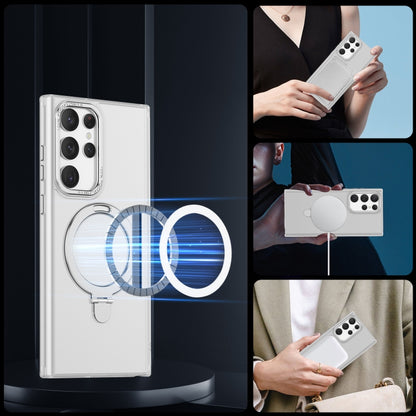 For Samsung Galaxy S22 Ultra 5G LK 3 in 1 MagSafe Magnetic Holder Phone Case(White) - Galaxy S22 Ultra 5G Cases by buy2fix | Online Shopping UK | buy2fix