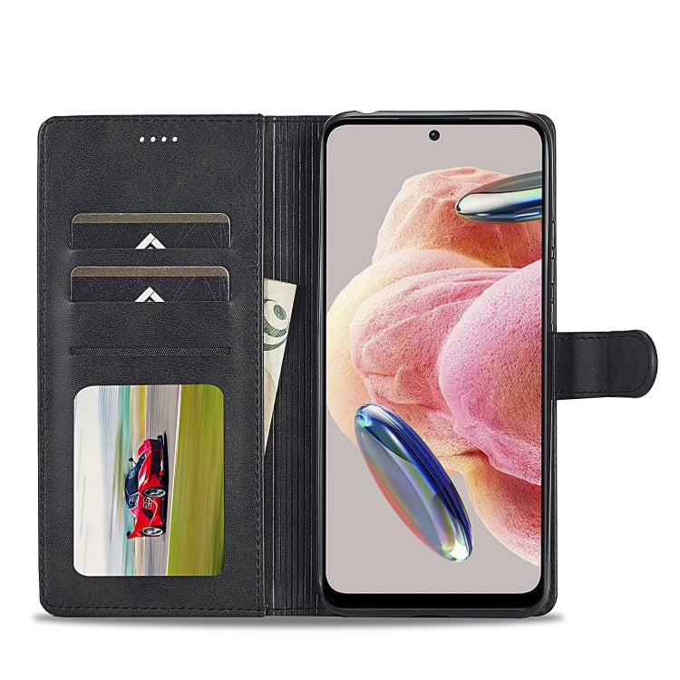 For Xiaomi Redmi Note 12 4G Global LC.IMEEKE Calf Texture Leather Phone Case(Black) - Xiaomi Cases by LC.IMEEKE | Online Shopping UK | buy2fix