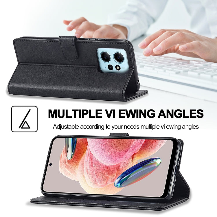 For Xiaomi Redmi Note 12 4G Global LC.IMEEKE Calf Texture Leather Phone Case(Black) - Xiaomi Cases by LC.IMEEKE | Online Shopping UK | buy2fix