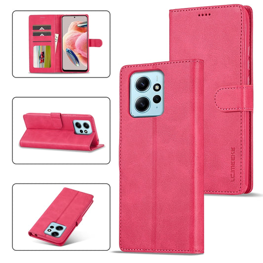 For Xiaomi Redmi Note 12 4G Global LC.IMEEKE Calf Texture Leather Phone Case(Red) - Xiaomi Cases by LC.IMEEKE | Online Shopping UK | buy2fix