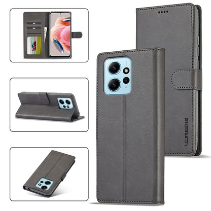 For Xiaomi Redmi Note 12 4G Global LC.IMEEKE Calf Texture Leather Phone Case(Grey) - Xiaomi Cases by LC.IMEEKE | Online Shopping UK | buy2fix