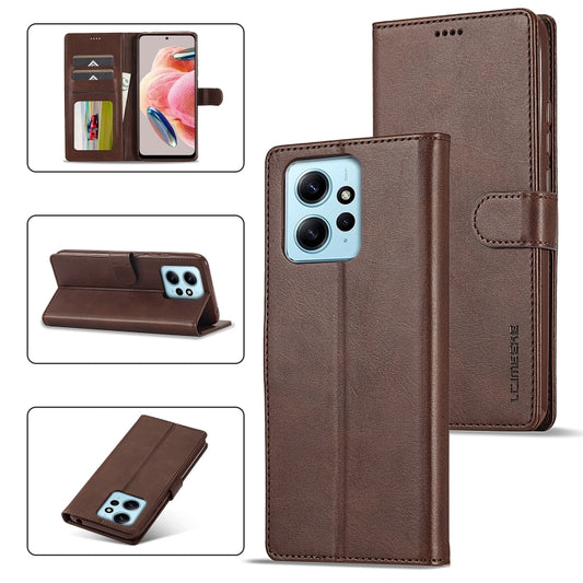 For Xiaomi Redmi Note 12 4G Global LC.IMEEKE Calf Texture Leather Phone Case(Coffee) - Xiaomi Cases by LC.IMEEKE | Online Shopping UK | buy2fix