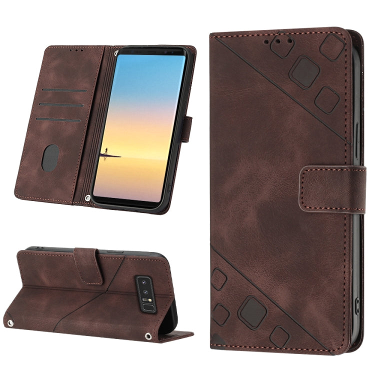 For Samsung Galaxy Note8 Skin-feel Embossed Leather Phone Case(Brown) by buy2fix