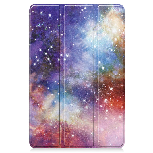 For Huawei MatePad 11 2023 Custer Painted 3-Fold Holder Leather Smart Tablet Case(Milky Way Nebula) - Huawei by buy2fix | Online Shopping UK | buy2fix