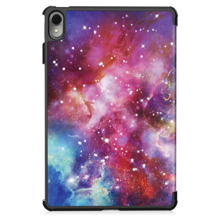 For Huawei MatePad 11 2023 Custer Painted 3-Fold Holder Leather Smart Tablet Case(Milky Way Nebula) - Huawei by buy2fix | Online Shopping UK | buy2fix