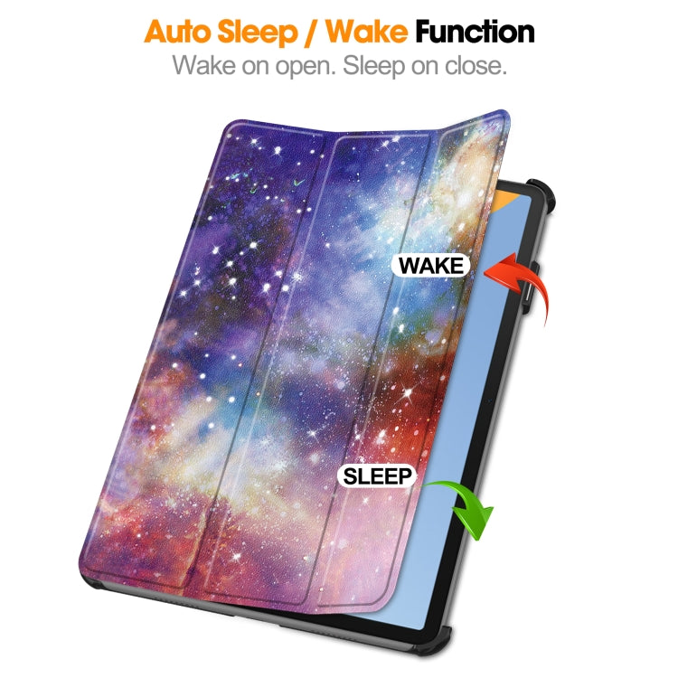 For Huawei MatePad 11 2023 Custer Painted 3-Fold Holder Leather Smart Tablet Case(Milky Way Nebula) - Huawei by buy2fix | Online Shopping UK | buy2fix