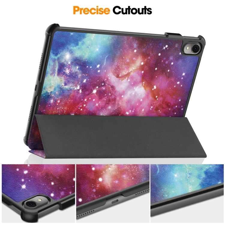 For Huawei MatePad 11 2023 Custer Painted 3-Fold Holder Leather Smart Tablet Case(Milky Way Nebula) - Huawei by buy2fix | Online Shopping UK | buy2fix