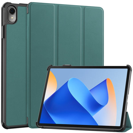 For Huawei MatePad 11 2023 Custer Texture 3-Fold Holder Leather Tablet Case(Green) - Huawei by buy2fix | Online Shopping UK | buy2fix
